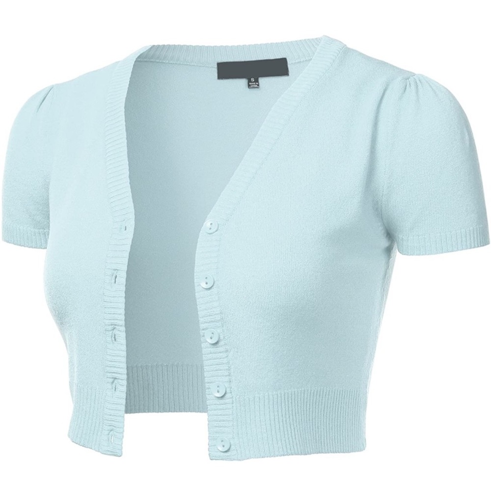 Button Down Short Sleeve Cropped Cartigan